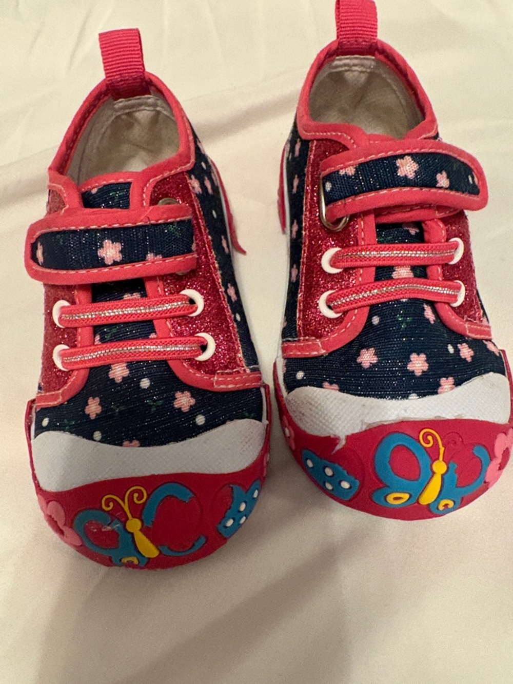 Kids Canvas Butterfly Sneakers - Pink & Navy size 8T